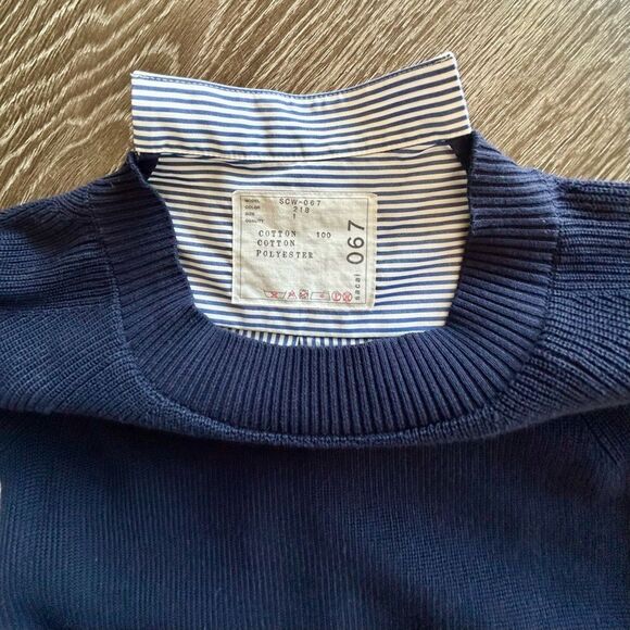 NWOT SACAI Hybrid Shirt Dress Navy Stripe 100% Cotton Knit Overlay Size 1/XS - Picture 5 of 14